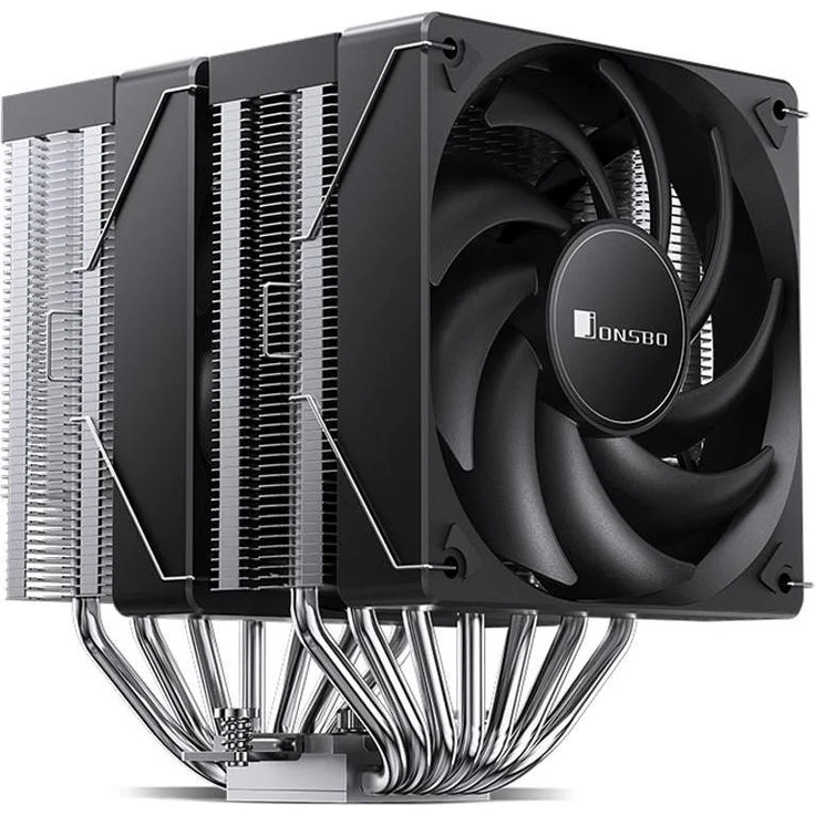 Jonsbo CR-3000 CPU-Kühler, Dual-Tower-Design mit 260 W TDP, sieben vernickelten 6-mm-Heatpipes, zwei leisen 120-mm-PWM-Lüftern, Schwarz