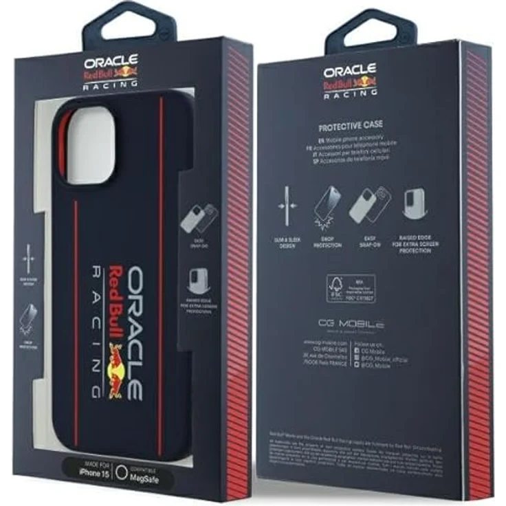 Red Bull Racing Silicone Oversize Vertical Logo MagSafe, Smartphone Hülle für iPhone 15 in Navy Blau – Bild 8