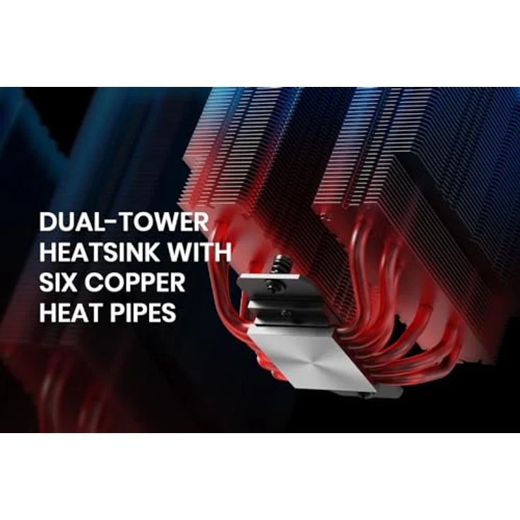 ID-COOLING FROZN A620 CPU-Luftkühler, 6 Heatpipes, komplett schwarz, mit zwei 120 mm FDB-Lüftern, kompatibel mit Intel LGA1700/1200/115X, AMD AM4/AM5 – Bild 2