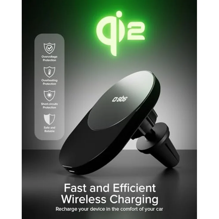 SBS Lüftungsschlitz-Universalhalter 15W Wireless Charge, Smartphone Halterung, Schwarz – Bild 7