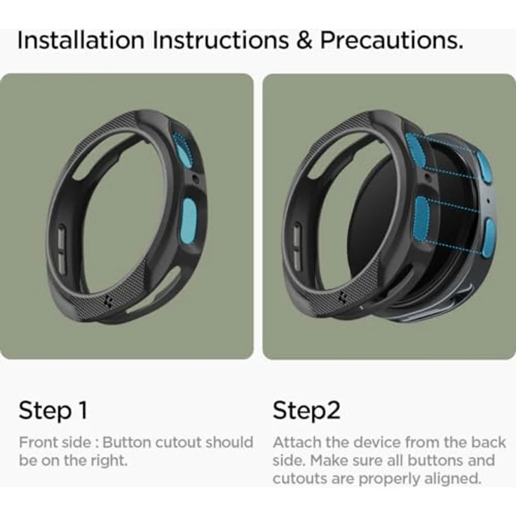 Spigen Liquid Air Hülle für Samsung Galaxy Watch 8 44mm (2025), TPU mit erhöhtem Displayschutz, Matt Schwarz – Bild 2