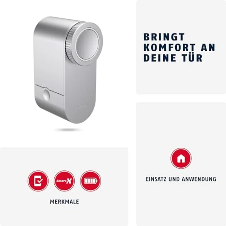 ABUS LOXERIS One, Elektronischer Türschlossantrieb mit App-Steuerung, Zugangskontrolle und batteriebetrieben, Silber – Bild 2