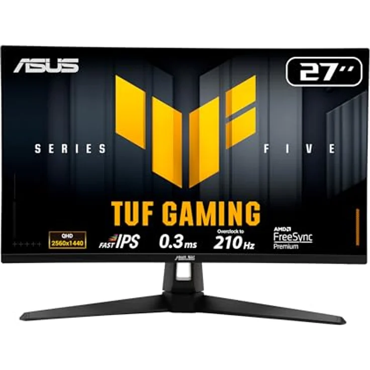 ASUS TUF Gaming VG27AQ5A, 27 Zoll WQHD Monitor mit 210 Hz, 0.3ms GtG, FreeSync, ELMB-Sync, HDR10, Fast-IPS Panel, DisplayPort, HDMI, USB-Hub, Lautsprecher – Bild 1