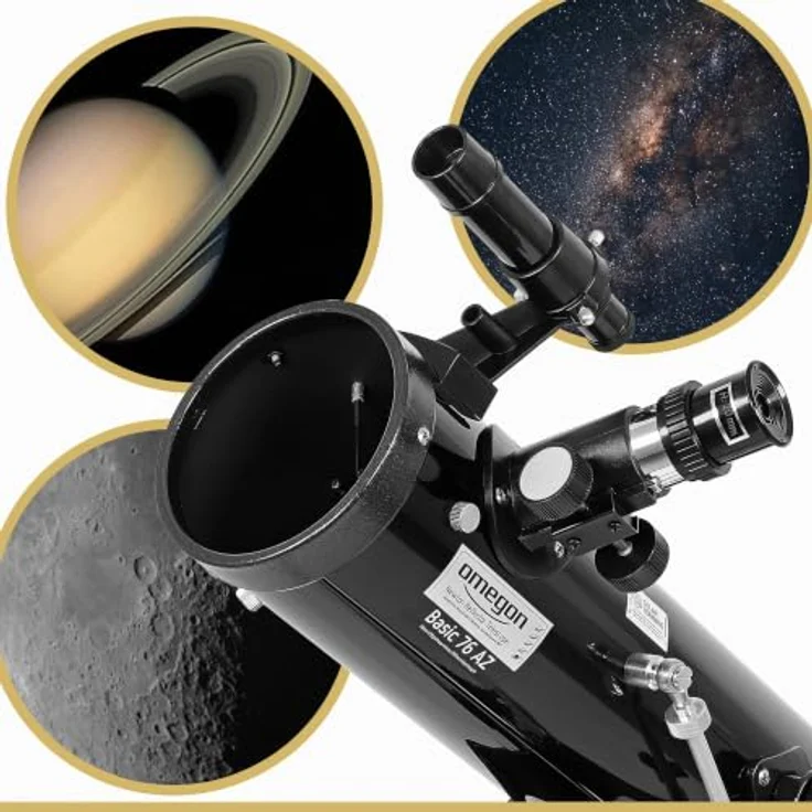 Omegon Teleskop N 76/700 AZ-1, Einsteigerfreundliches Spiegelteleskop mit Stativ für Amateur-Astronomie – Bild 3