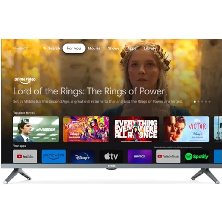 CHIQ QLED Fernseher 32 Zoll, FHD, HDR, rahmenloses Metall-Design, Google TV, Chromecast, Quad-Core CPU, Dolby Audio – Bild 4