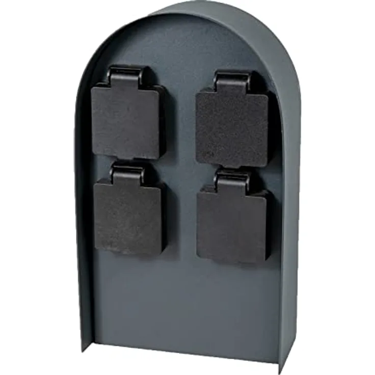 Grafner Edelstahl Design Gartensteckdose mit 4 Steckdosen, 3600 Watt, IP44 in anthrazit, Energiesäule 4-Fach schwarz