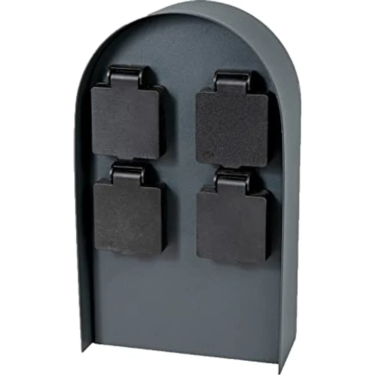 Grafner Edelstahl Design Gartensteckdose mit 4 Steckdosen, 3600 Watt, IP44 in anthrazit, Energiesäule 4-Fach schwarz – Bild 1