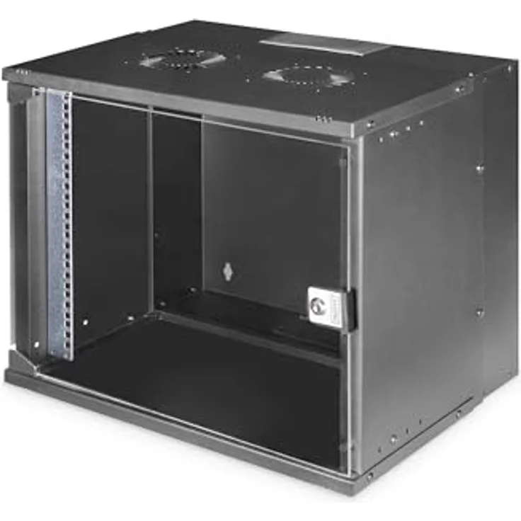 DIGITUS Netzwerkschrank SoHo Pro - 19-Zoll Rack 9 HE - Unmontiert - Wandmontage - 400 mm Tiefe - 327 mm Nutztiefe - Traglast 60 kg - Glastür - Schwarz – Bild 1