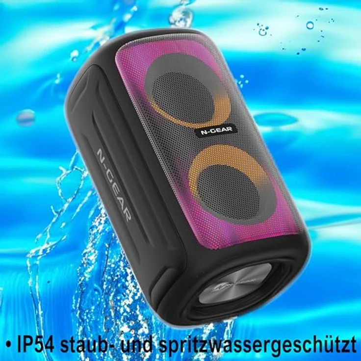 N-Gear Bluetooth Box LGP Juke 101 - Kompakter Musikbox Bluetooth Lautsprecher mit RGB-LED-Lichtshow, 60W Leistung, 8 Stunden Spielzeit, True Wireless Funktion, USB und Micro TF-Karten Kompatibilität – Bild 5