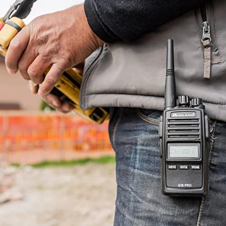 Midland G18 Pro 2er Kofferset, PMR446-Funkgeräte mit Militärstandard MIL-STD-810G, hohe Sendeleistung, inkl. MA 27-M Headsets, schwarz – Bild 4
