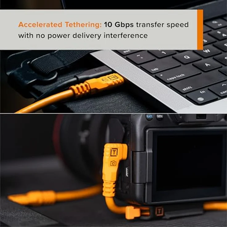 Tether Tools TetherPro USB-C Optima 10G rechts orange 9,4m - High Visibility ORG, 10 Gbit/s, 31 Zoll – Bild 3