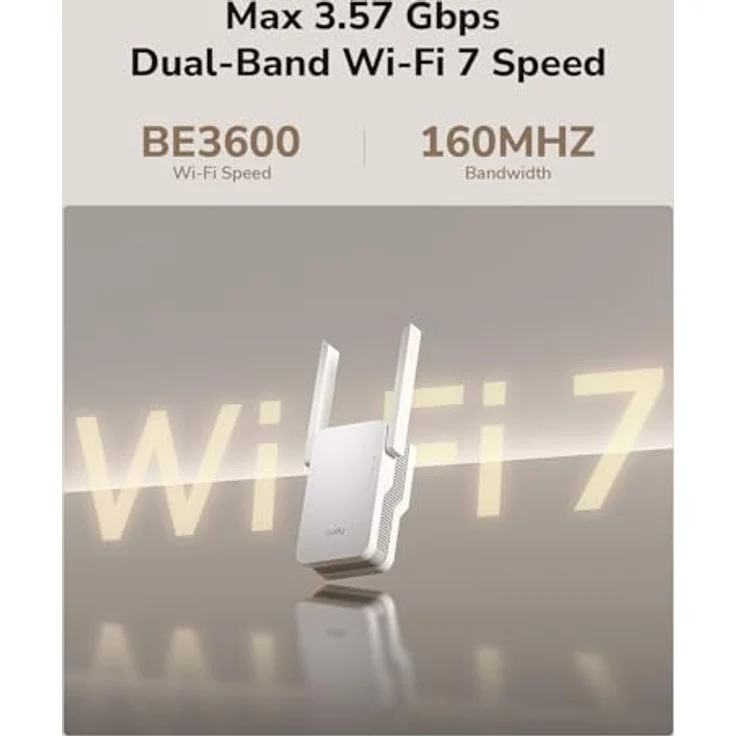 Cudy BE3600 WiFi 7 Mesh Repeater, 2882 Mbit/s, Gigabit-Ethernet-Port, WPS-Taste zur sofortigen Erweiterung – Bild 3