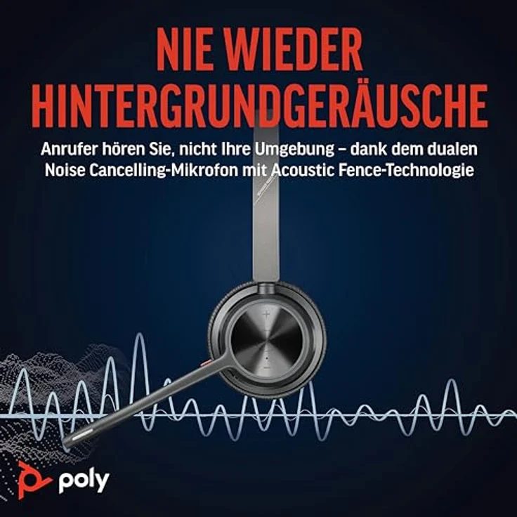 POLY Voyager 4320 UC, Schnurloses Stereo-Headset mit Noise Cancelling-Mikrofon, Bluetooth-Verbindung, bis zu 24 Stunden Akkulaufzeit, inklusive Ladestation und Tragetasche – Bild 3