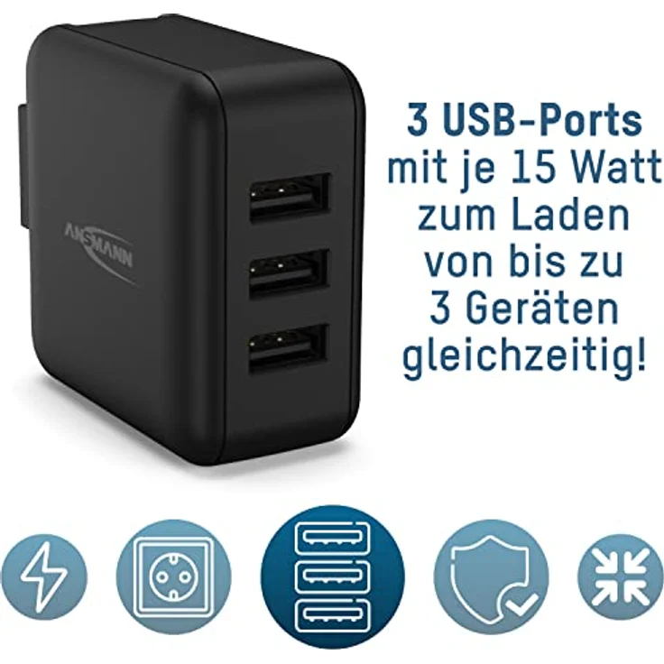 ANSMANN Travel USB Charger 15W Fast Charge Universal Travel Adapter Reiseadapter Reisestecker – Bild 2