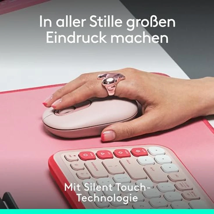Logitech POP Mouse, kabellose Bluetooth-Maus mit programmierbaren Tasten und leisen Klicks, Easy-Switch für 3 Geräte - Rosa – Bild 5