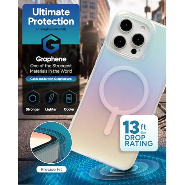 ZAGG Milan Snap, Graphen-verstärkte Hülle für iPhone 16 Pro Max [6.9-Inch], MagSafe-kompatibel, Stoßfest, Irisierend – Bild 4