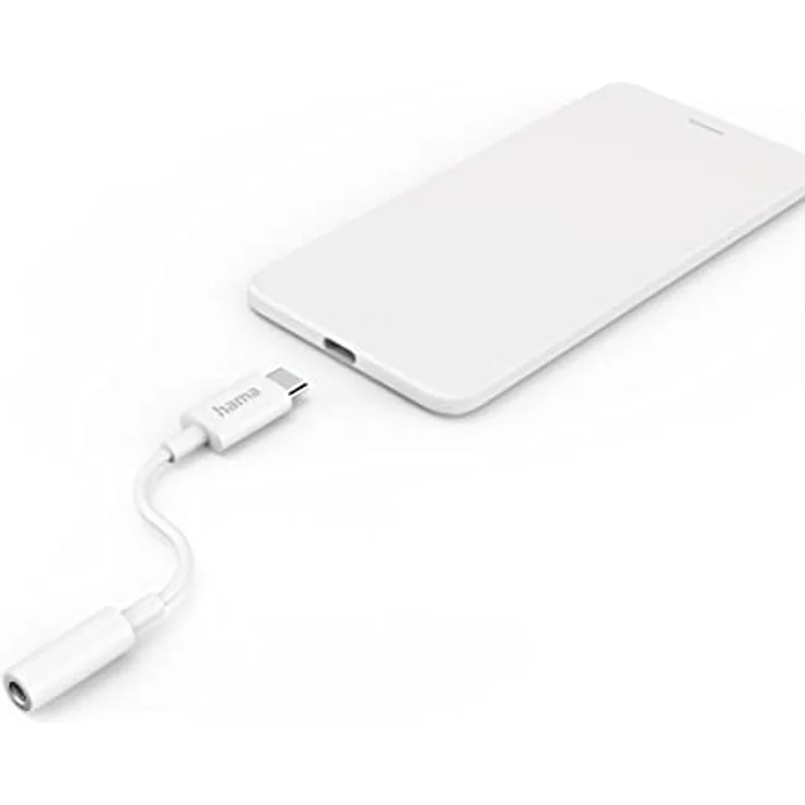 Hama USB C auf 3,5 mm Klinke Kopfhörer Adapter (Audioadapter, AUX Adapter, USB-C auf Kopfhörerbuchse, Jack, Klinkenbuchse, für Samsung, Huawei, iPad) weiß – Bild 2