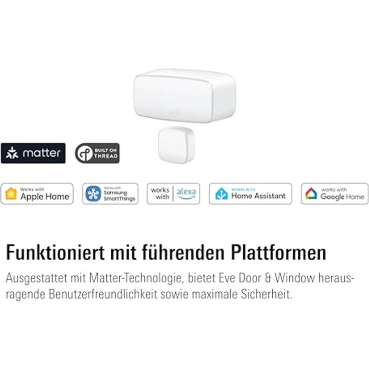 EVE Door & Window, Smarter Tür-/Fensterkontakt mit Matter und Thread-Technologie, Weiß – Bild 3
