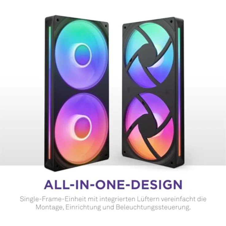 NZXT F240 RGB Core - 240 mm Einzelrahmen-Lüftereinheit mit 2 x 120 mm RGB-Lüftern - Hoher statischer Druck und Luftstrom - 8 aRGB-LEDs pro Lüfter - Schwarz – Bild 2