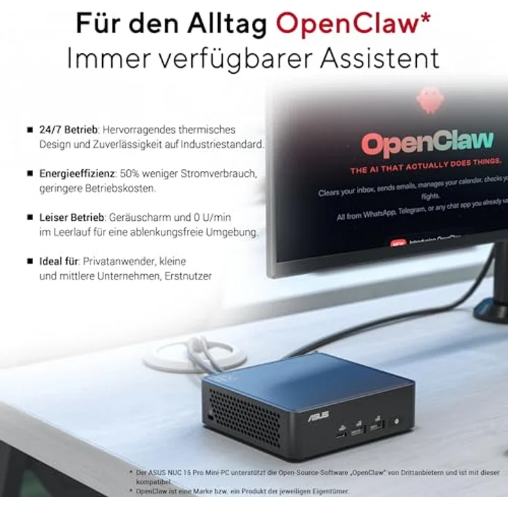 ASUS NUC 15 Pro RNUC15CRKV700002, Barebone-Mini-PC mit Intel Core Ultra 7, 16-Core, KI-Beschleunigung, flexible Speichererweiterung, WiFi 5/6/7, Bluetooth – Bild 8