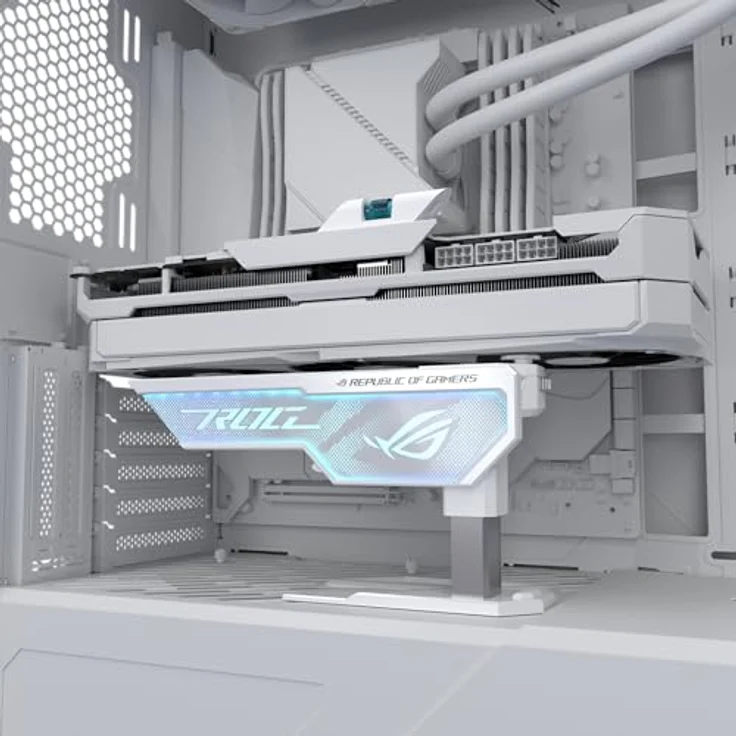 ASUS ROG Herculx Grafikkartenhalter White (Stützhöhe 72-128 mm, integriertes 3D-ARGB-Element, Aura Sync, inkl. Wasserwaage) – Bild 5
