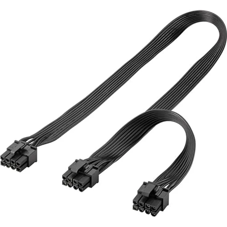 goobay 59714 Netzteil Kabel 8 Pin Buchse auf Dual 6+2 Stecker für PCIe/Stromkabel zum Anschluss duale 6 Pin und 8 Pin Grafikkarten/PCI Express Grafikkarten/Schwarz / 1x 23cm 1x 63cm