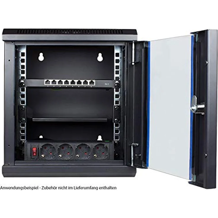 Alcasa GC-R0102 Rack 6U, wandmontiertes Serverschrank-Regal mit abschließbarer Sichttür, 10 Zoll, Schwarz – Bild 4