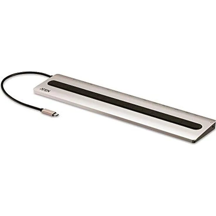 ATEN UH3237 USB-C Multiport Dock mit Power Passthrough Silber, Schwarz