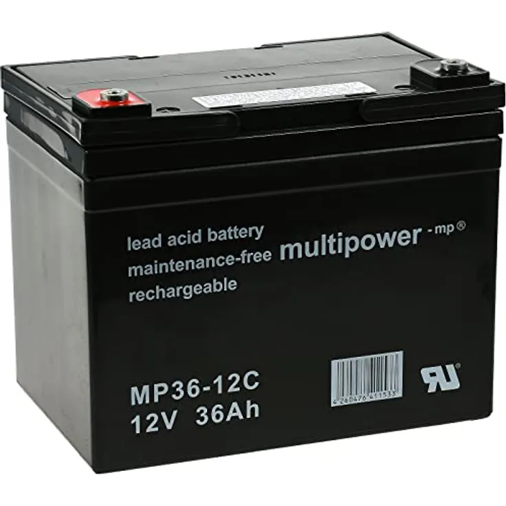 akku-net Bleiakku (multipower) MP36-12C zyklenfest, 12V, Lead-Acid, Schwarz