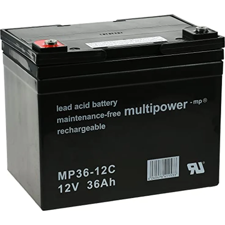 akku-net Bleiakku (multipower) MP36-12C zyklenfest, 12V, Lead-Acid, Schwarz – Bild 1