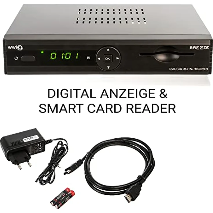 WWIO BrE2ze T2-C Hybrid Digital Receiver HD-TV, DVB-T2, DVB-C, Enigma2, PVR-Ready, LAN, HDMI-Kabel – Bild 3