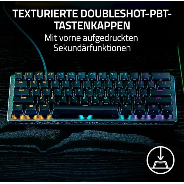 Razer Huntsman V3 Pro Mini - Analoge optische E-Sport-Tastatur im 60-%-Format (Digitaler Drehregler & Steuerungstaste, Texturierte Doubleshot-PBT-Tastenkappen) DE-Layout | Schwarz – Bild 5