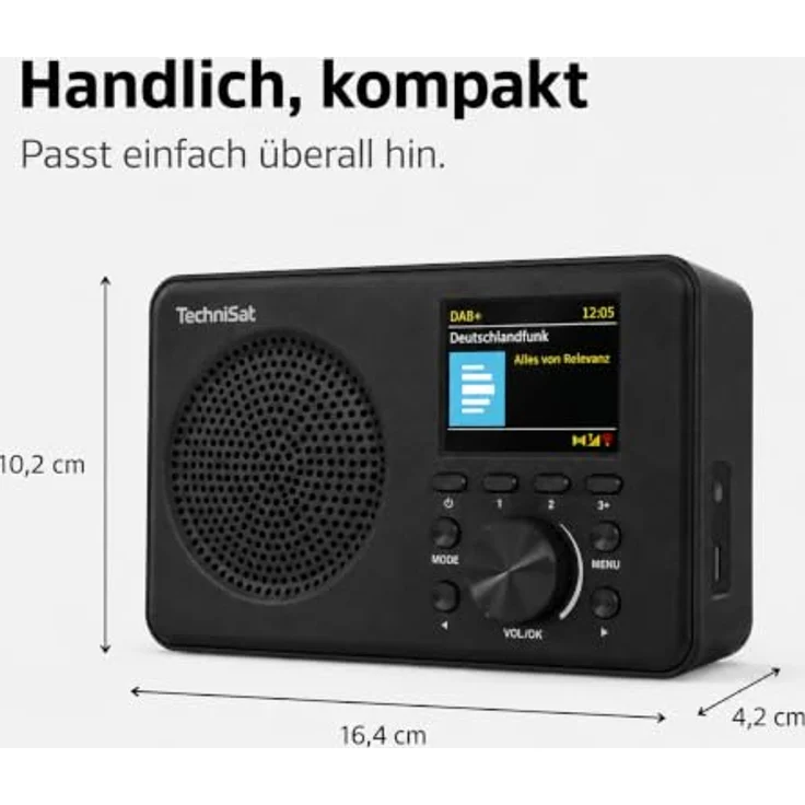 TechniSat Viola 2 C BT, Tragbares DAB Radio mit Bluetooth, 2,4 Zoll TFT-Farbdisplay, betrieben mit Netzteil oder Batterien – Bild 4