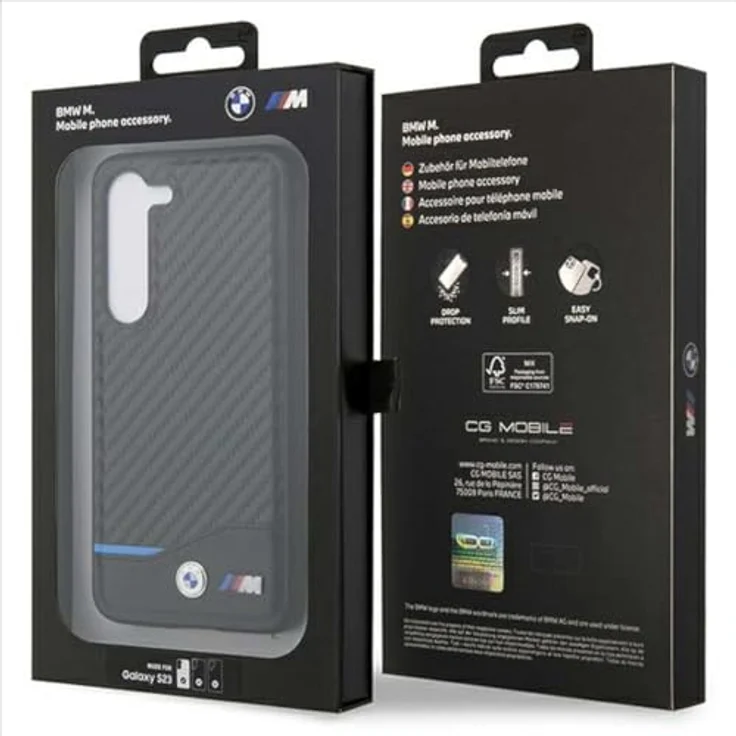 BMW Handyhülle Case Samsung Galaxy S23 Plus, Tricolor Leder mit Metall- und M-Logo, 6,6 Zoll, Schwarz, stoßfest und passgenau – Bild 8