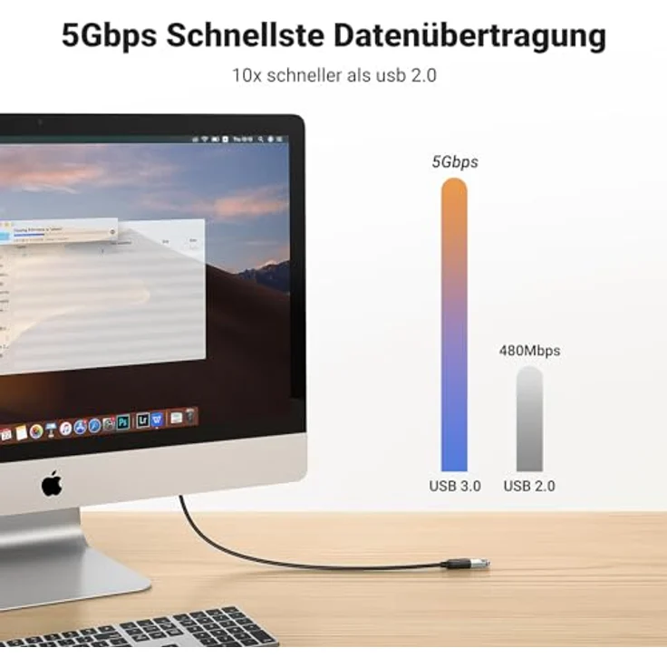 UGREEN USB Verlängerung Kabel USB 3.0 Verlängerungskabel A Stecker auf A Buchse mit Vergoldeten Kontakte für Kartenlesegerät,Tastatur, Drucker, Scanner, Kamera usw 2m – Bild 2