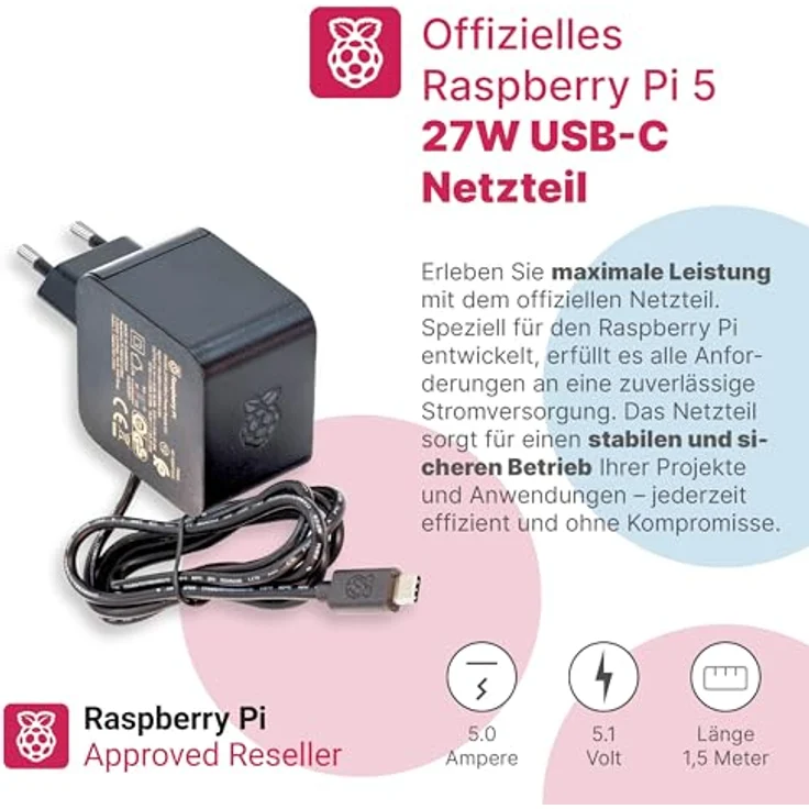 BerryBase Raspberry Pi 5 Starterkit, 64GB microSDHC mit vorinstalliertem Pi OS, Gehäuse, Netzteil, HDMI-Kabel, Zubehör - RAM: 1GB - Farbe: schwarz – Bild 7