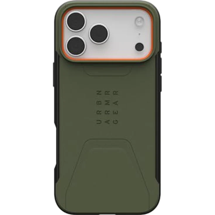 URBAN ARMOR GEAR Civilian MS Case für Apple iPhone 17 Pro Max, sturzfeste Hülle mit Wireless Charging, erhöhtem Rand und Wabenstruktur, Olive/pop orange – Bild 3