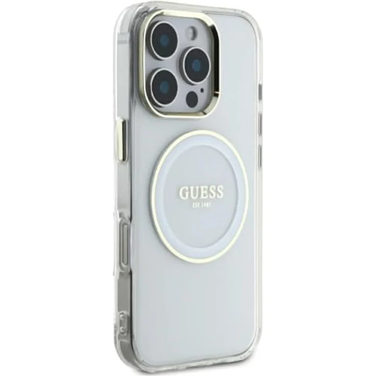 CG MOBILE Guess IML Metal Colored Circle Classic Logo Hülle, kompatibel mit MagSafe für iPhone 16 Pro Max, Weiß, Hartschalenkoffer aus TPU/PC – Bild 4
