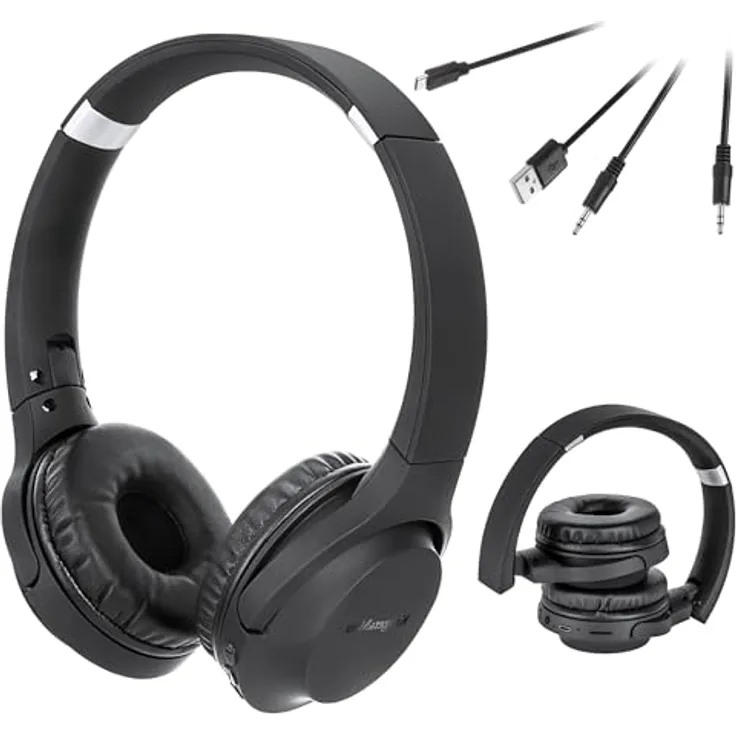 Krüger&Matz Wave 2, Drahtlose Kopfhörer mit integriertem Mikrofon, Steuerknöpfen und Micro-SD-Kartenslot, KM0629, schwarz
