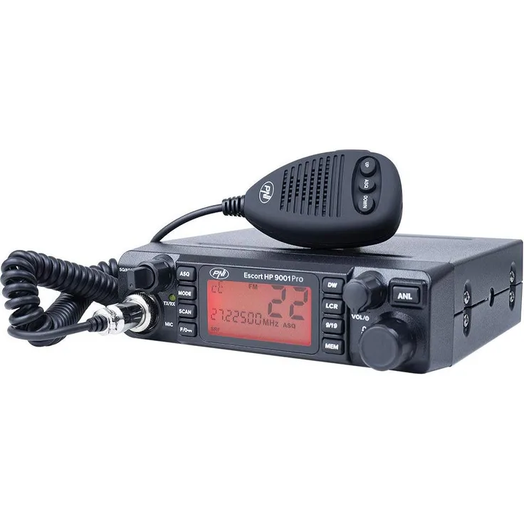 PNI Escort HP 9001 PRO ASQ, CB-Funkgerät mit AM-FM, 12V/24V, 4W, einstellbarem ASQ und mehrfarbigem Bildschirm
