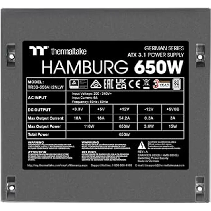 Thermaltake Hamburg 650W Netzteil | ATX 3.1 | German Series, effizient mit geräuscharmem 120mm Lüfter – Bild 5
