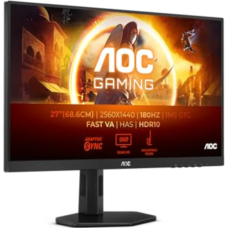 AOC Gaming Q27G4XN 27 Zoll QHD Monitor, 180 Hz, 0.5ms, FreeSync Premium, HDR10 schwarz/grau – Bild 1
