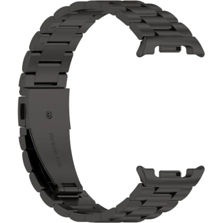Wigento Edelstahl Armband für Samsung Galaxy Watch 8 / 8 Classic, Drei-Perlen-Design mit Faltverschluss, Schwarz – Bild 3