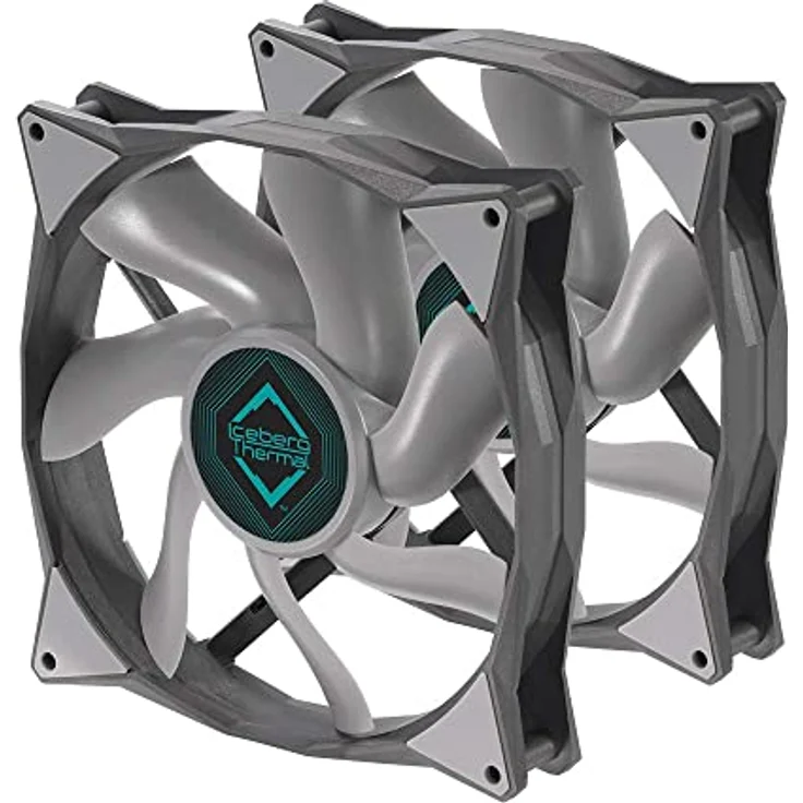 Iceberg Thermal IceGALE 140 mm PWM Premium Gehäuselüfter 2er-Pack, Grau – Bild 1
