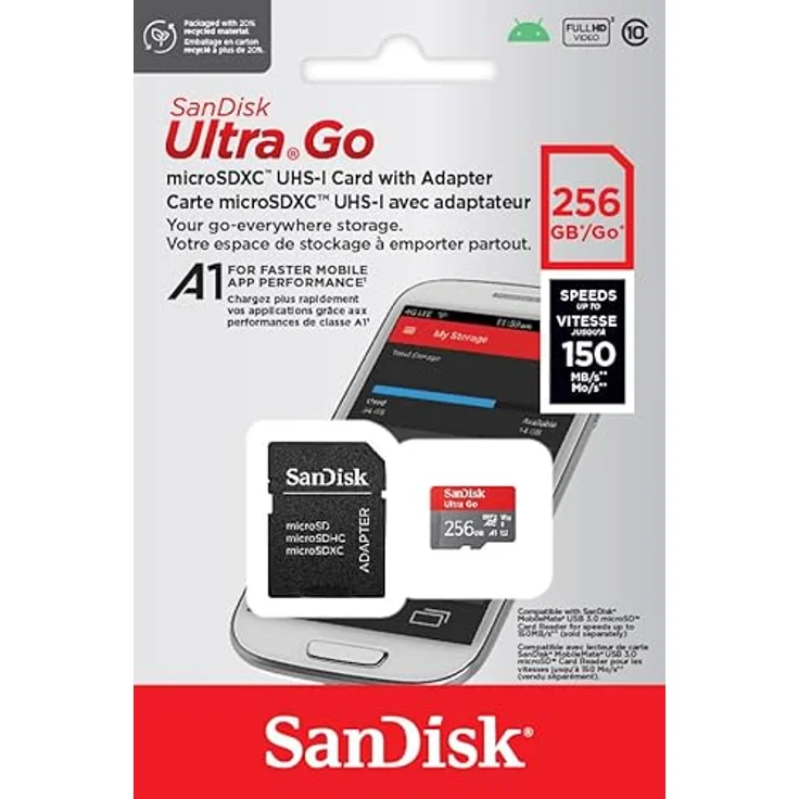SanDisk Ultra Go Micro SDXC Speicherkarte 256 GB + SD Adapter, für Android Smartphones und Tablets, bis zu 150 MB/s, A1, Full HD Video, UHS-I, Class 10, U1 – Bild 5
