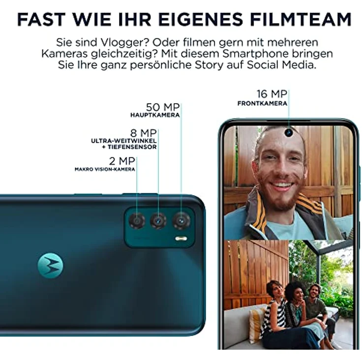 Motorola moto g42 Smartphone (6,4"-FHD+-Display, 50-MP-Kamera, 4/128 GB, 5000 mAh, Android 12), Atlantic Green, inkl. Schutzcover  – Bild 3