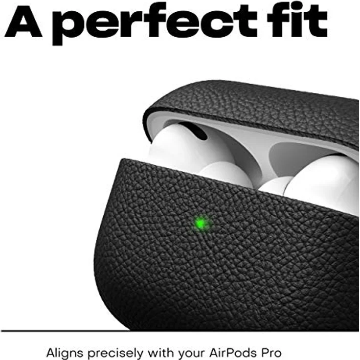 KeyBudz Artisan Leder Schutzhülle für Apple AirPods Pro Case, Etui, Ledertasche Echtleder, Kopfhörer Ohrhörer Zubehör, schwarz – Bild 4