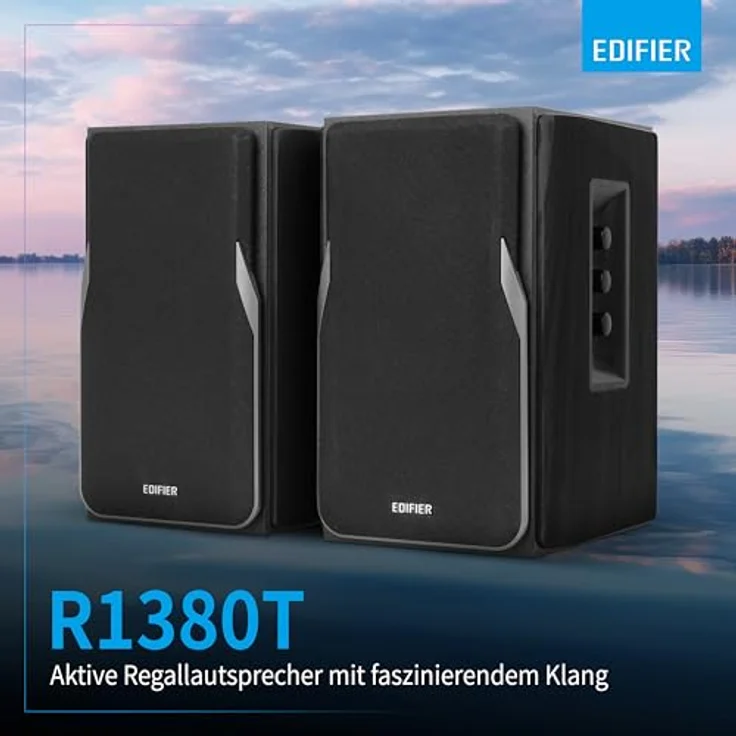 Edifier Studio R1380T, 2.0 Regallautsprecher-System mit 42 Watt, Echtholzgehäuse (MDF), Schwarz, mit Infrarot-Fernbedienung und zwei LINE IN Anschlüssen – Bild 3