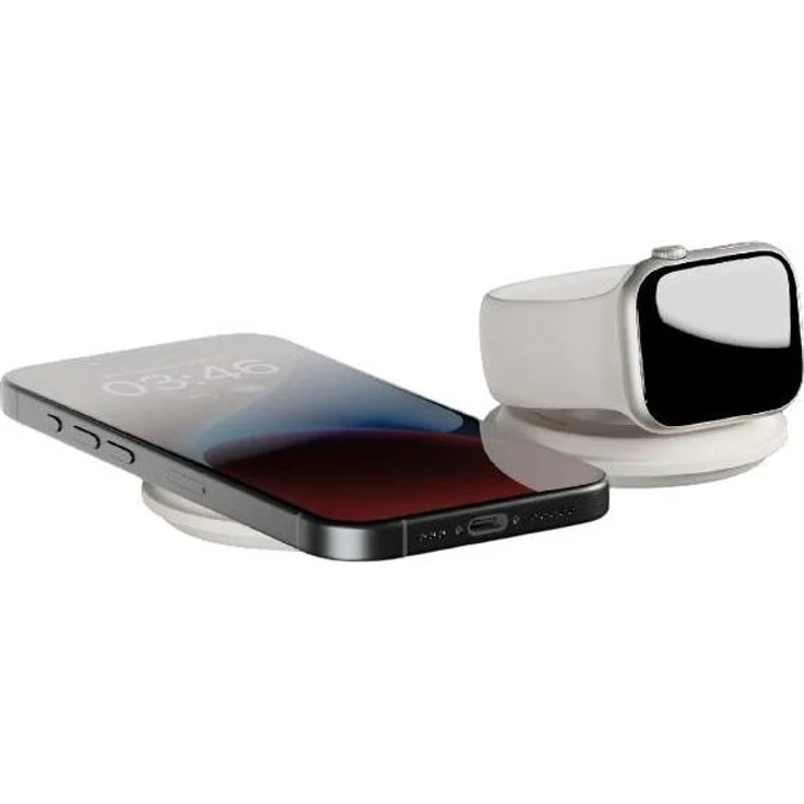 Native Union Voyage 2-In-1, Wireless Charger (15 W), faltbar, ultradünn, Beige