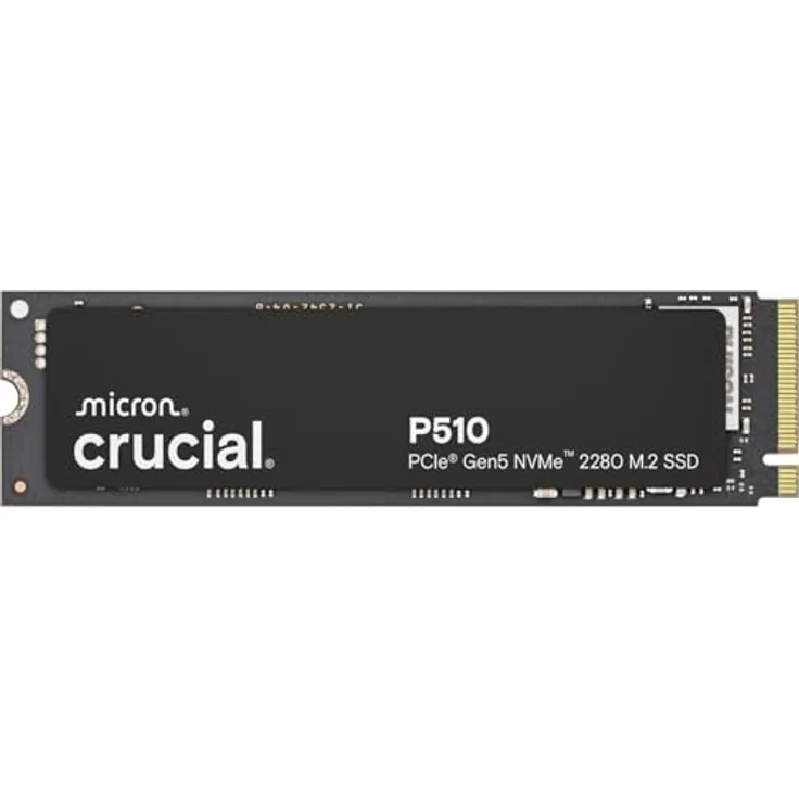 Crucial P510, 2TB PCIe Gen5 NVMe M.2 SSD mit Lesegeschwindigkeit bis zu 10.000 MB/s, Schreibgeschwindigkeit bis zu 8.700 MB/s, TLC-NAND-Technologie